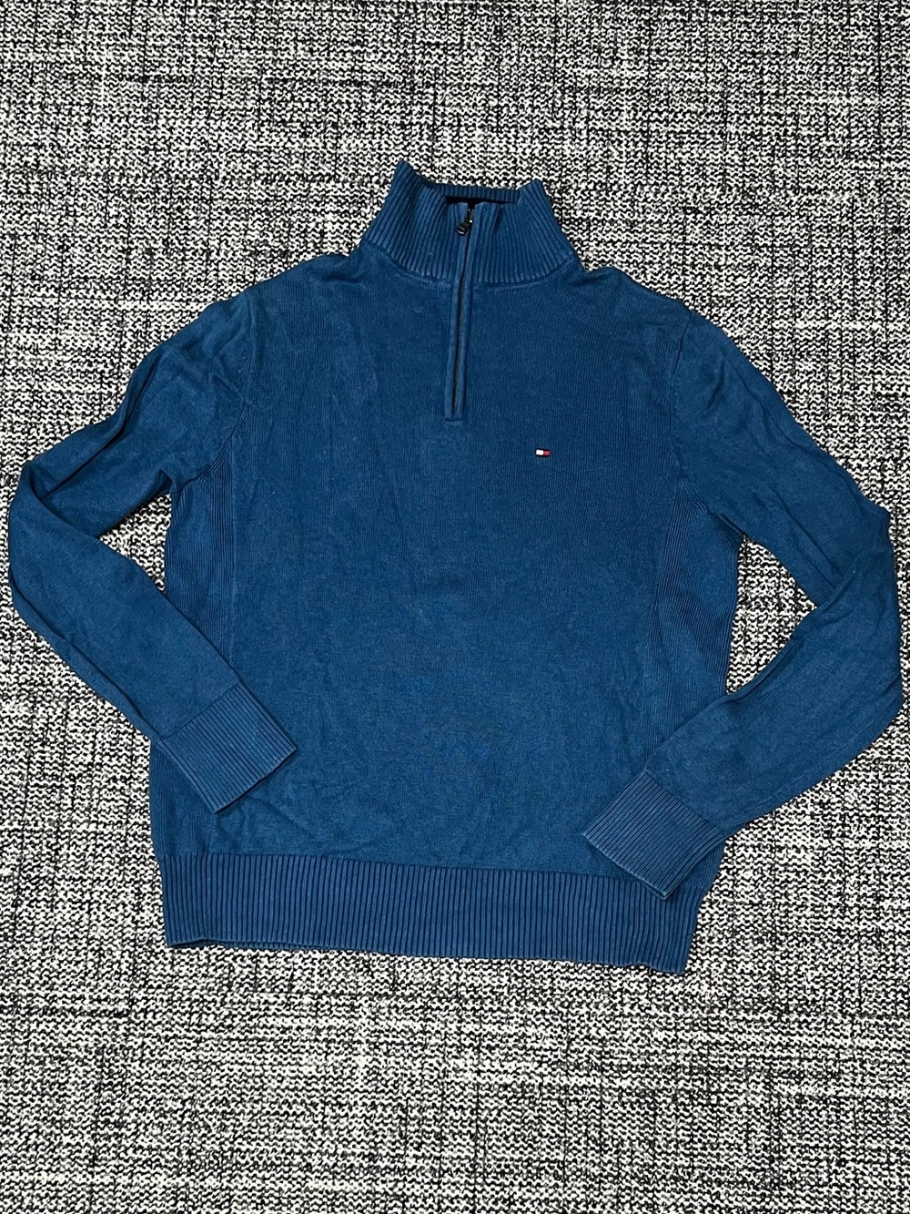 Tommy Hilfiger Navy Blue Quarter-Zip Crewneck Sweater